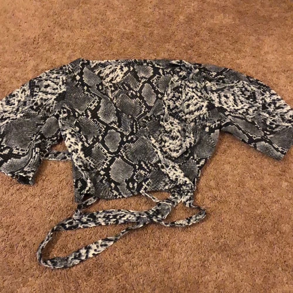 Snake print wrap top